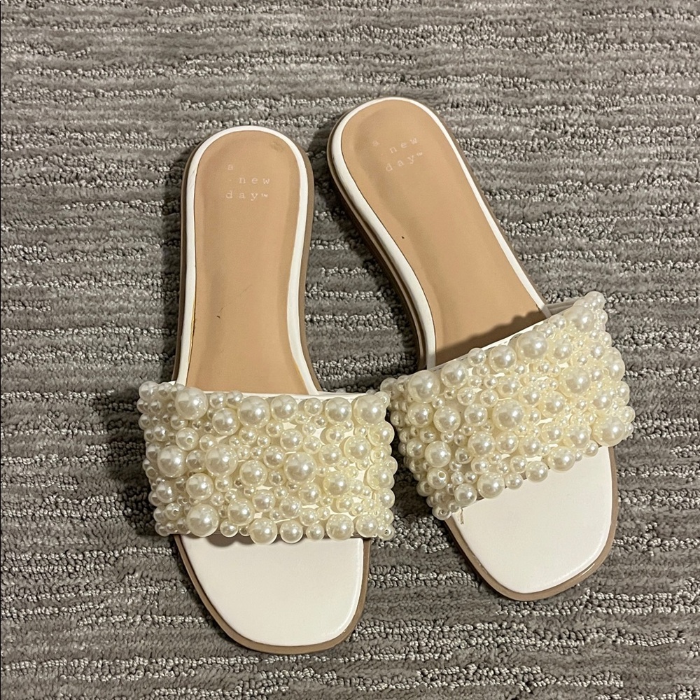 a new day Pearl Embellished Cream Sandals